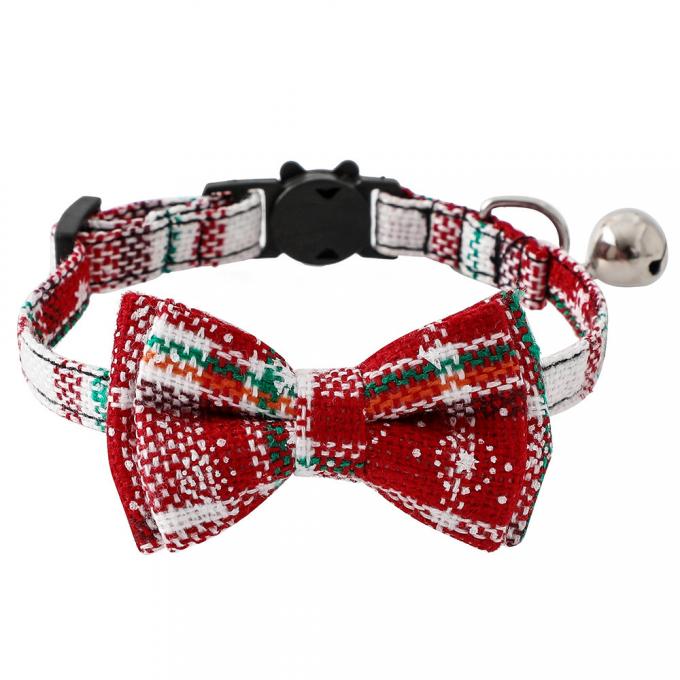 Christmas Plaid Pet Bow Tie Collar For Cats Dogs, Cute Adjustable Kitten Collar With Bowknot 1