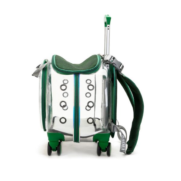 Portable Breathable Clear View Pet Trolley Bag Backpack Carrier With Wheels