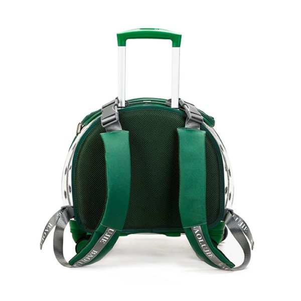 Portable Breathable Clear View Pet Trolley Bag Backpack Carrier With Wheels