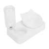 Plastic Automatic Cat Feeder Water Dispenser Water Fountain Cat Pet Drinking With Food Bowl