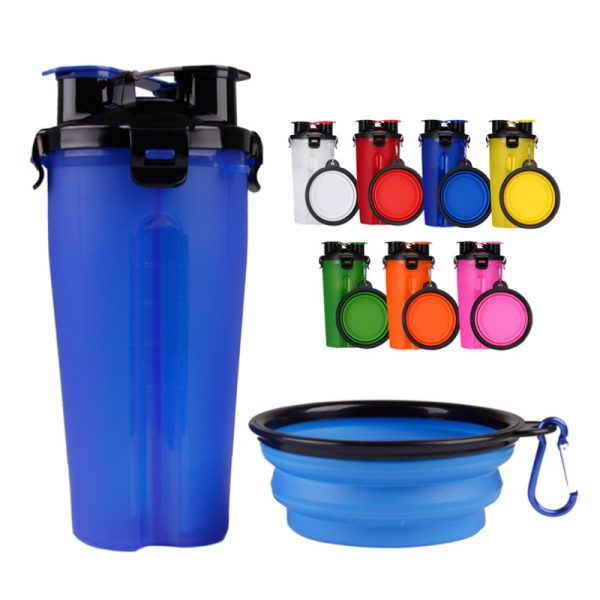 Portable Dog Travel Water Bottle With Food Container And Detachable Silicone Bowl Portable Dog Travel Water Bottle With Food Container And Detachable Silicone Bowl