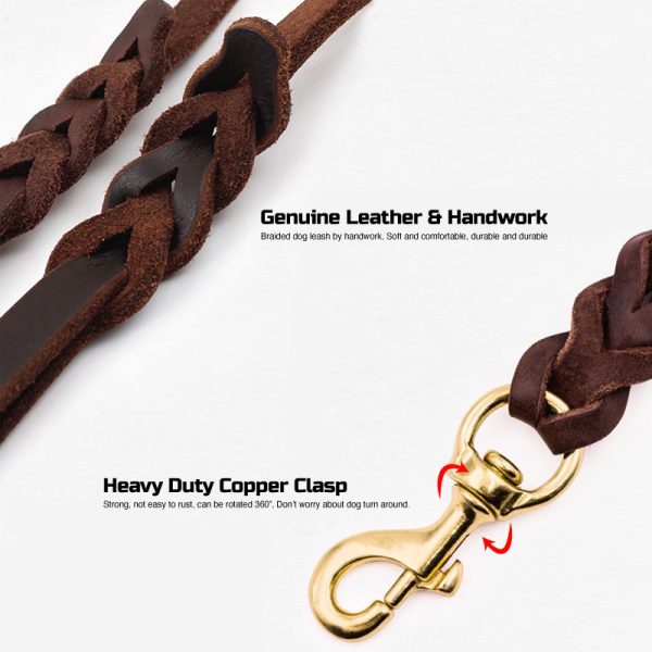 Braided Custom Running Training Genuine Leather Dog Leash For Medium Puppy Dog Braided Custom Running Training Genuine Leather Dog Leash For Medium Puppy Dog
