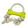 6.5 X 17.5cm Rubber Bone Shaped Dog Toy With Cotton Rope Durable Safe For Teeth And Gums 6.5 X 17.5cm Rubber Bone Shaped Dog Toy With Cotton Rope Durable Safe For Teeth And Gums