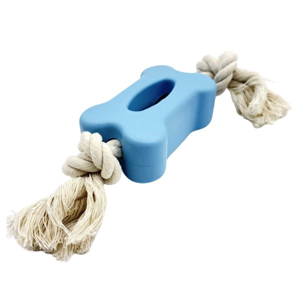 Rubber Bone Shaped Dog Toy With Cotton Rope Durable Safe Promotes Oral Health