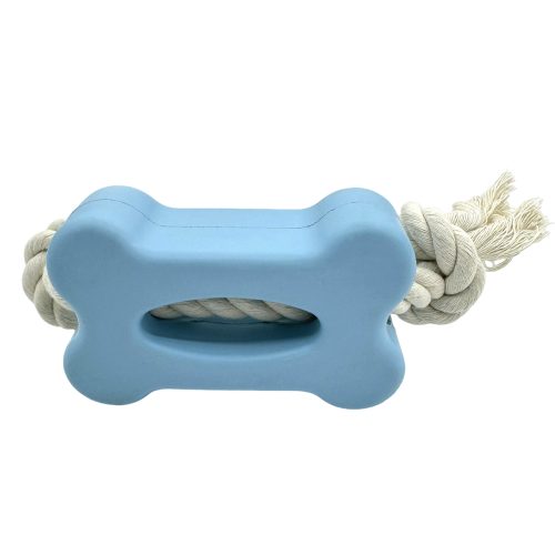 Rubber Bone Shaped Dog Toy With Cotton Rope Durable Safe Promotes Oral Health Rubber Bone Shaped Dog Toy With Cotton Rope Durable Safe Promotes Oral Health