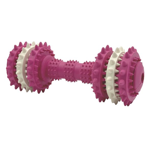 Durable Rubber Dog Chew Toy Dumbbell Shape With Teeth Cleaning Bumps