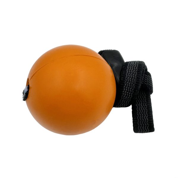 Orange Rubber Ball With Rope Dog Toy Durable For Chewing Tugging Fetching