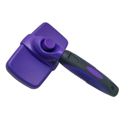 Self Cleaning Dog Brush With Non Slip Handle Removes Loose Hair Tangles