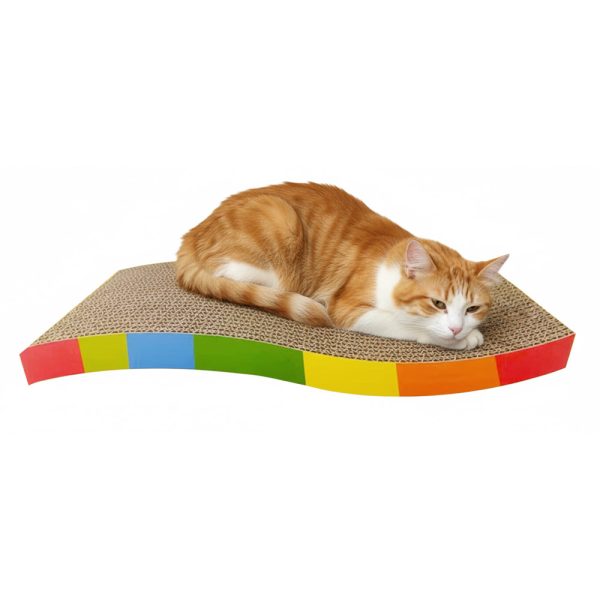 Durable Cardboard Cat Scratcher Play Mat Rainbow Texture Upright Shell Design Durable Cardboard Cat Scratcher Play Mat Rainbow Texture Upright Shell Design