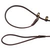 Lightweight Adjustable Durable Pet Genuine Leather Slip Lead For Small Medium Dogs