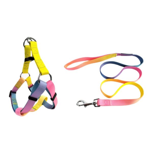 Nylon Pet Dog Chest Harness Leash Set Colorful Adjustable Comfortable
