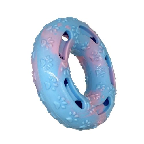 Donut Shape TPR Pet Toy Chew Resistant Durable Treat Dispenser Interactive Toy For Dogs
