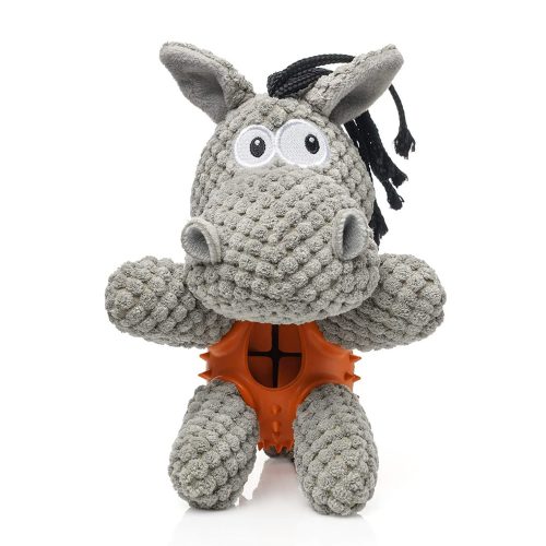 Dog Plush Toy Donkey Squeaky Chew Teething Interactive Toy Leakage Food Toy
