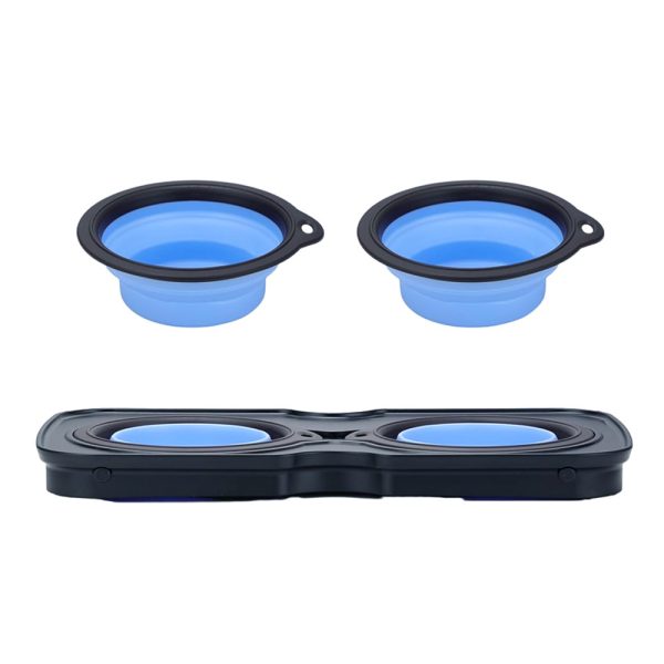 Raised Dog Food Bowl Set Elevated Silicone Pet Food Bowl With Stand For Dogs And Cats
