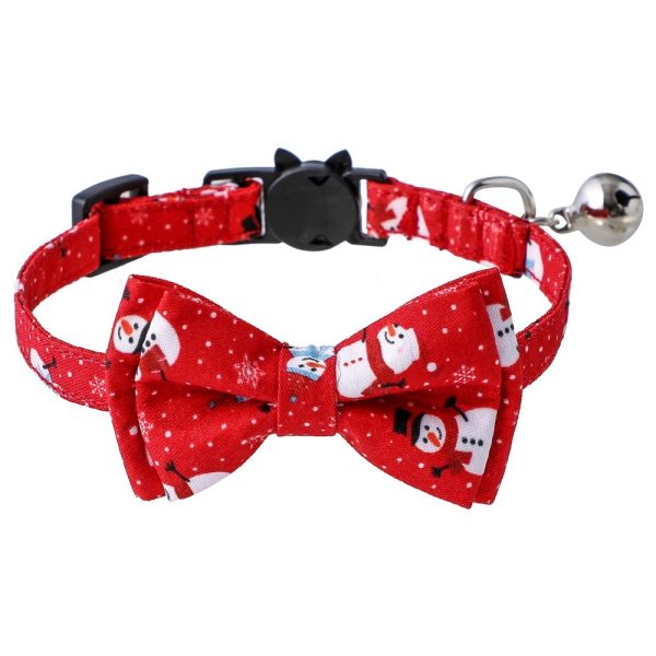 Christmas Plaid Bow Tie Cat Collar, Adjustable Safety Kitten Collar, Adorable Pet Collar Decoration