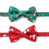 Christmas Plaid Bow Tie Cat Collar, Adjustable Safety Kitten Collar, Adorable Pet Collar Decoration